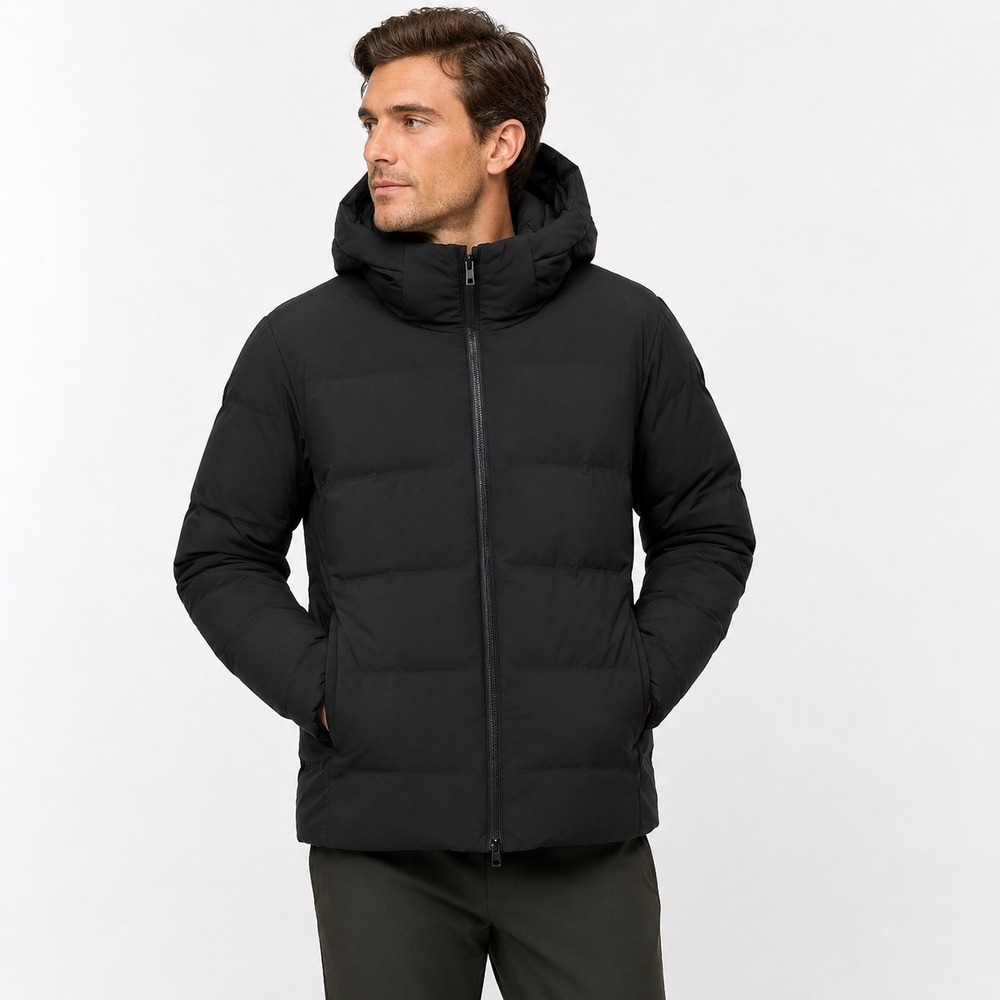 UNIQLO 3D Cut Seamless Down Parka Men's XL Black Hooded Puffer Jacket